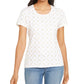 Karen Scott Women's Glitter Printed Top -White Size L