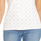 Karen Scott Women's Glitter Printed Top -White Size L