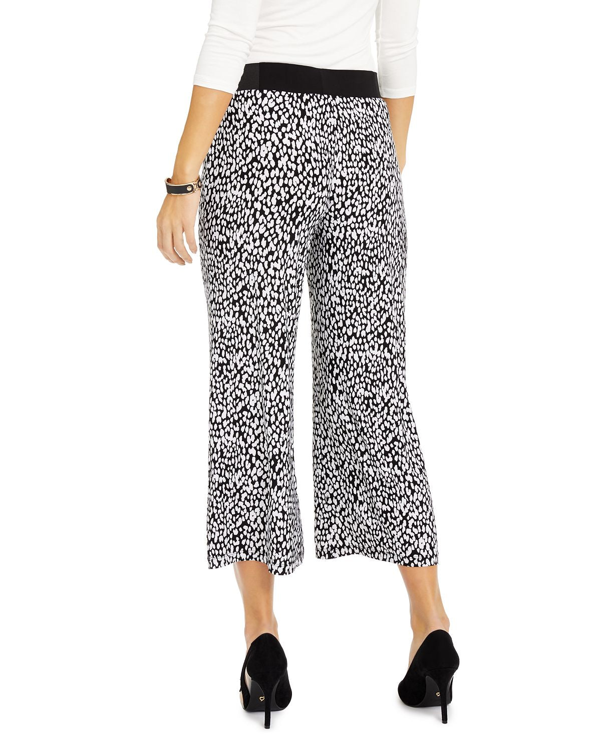 INC International Concepts Women's Animal Print Culotte Pants White Size Petite Small