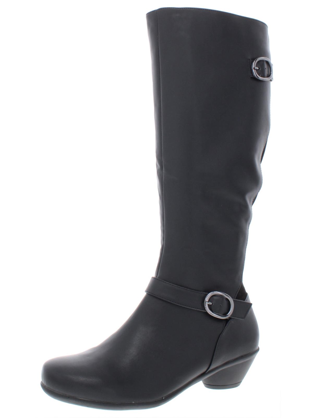 Karen Scott Women's Ulee Faux Leather Knee High Riding Boots Black Size 8M