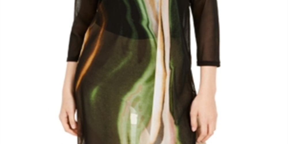 Alfani Women's Printed Tunic Top Green Size -Petite S