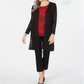JM Collection Women's Open Front Crochet Duster Jacket Black Size Petite