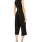 Calvin Klein Women's Embellished Zippered Sleeveless V Neck Jumpsuit Black Size 10