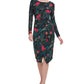 Tommy Hilfiger Women's Floral Long Sleeve Boat Neck Dress -Black Size 14