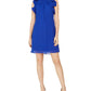 Vince Camuto Women's High Neck Ruffle Sleeve Shift Dress Blue Size 8