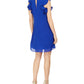 Vince Camuto Women's High Neck Ruffle Sleeve Shift Dress Blue Size 8