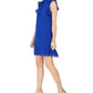 Vince Camuto Women's High Neck Ruffle Sleeve Shift Dress Blue Size 8