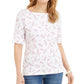 Karen Scott Women's Embellished Dragonfly Top White Size Large