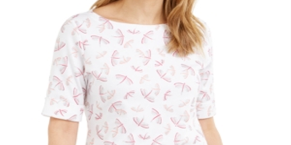 Karen Scott Women's Embellished Dragonfly Top White Size Large