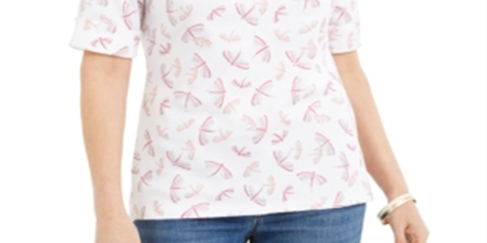 Karen Scott Women's Embellished Dragonfly Top White Size Large