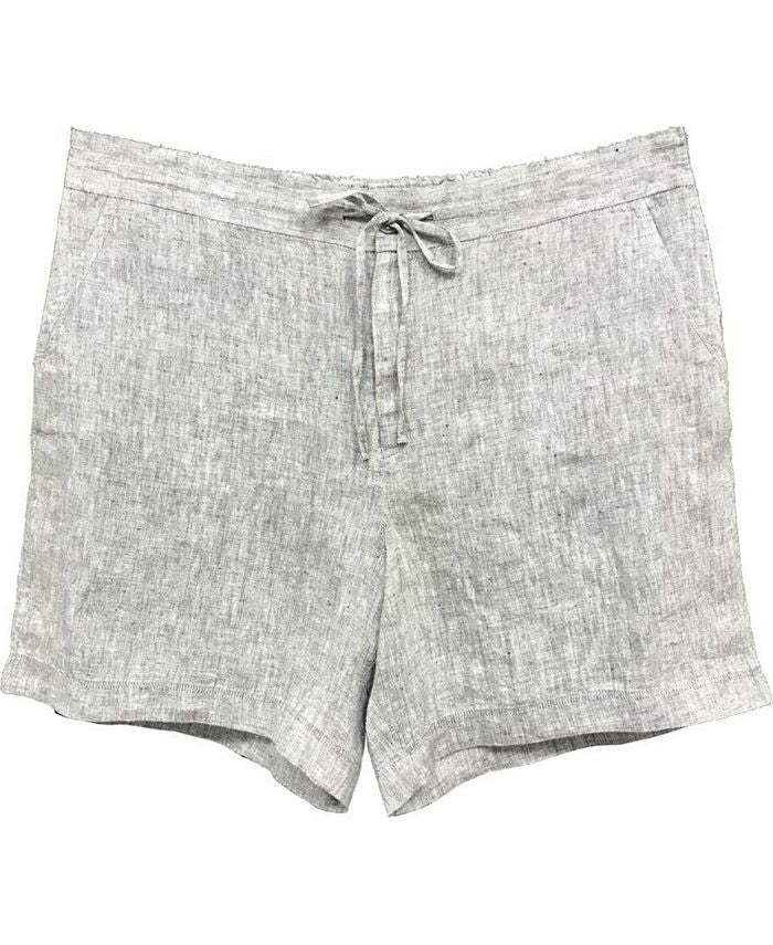 Charter Club Women's Belted Linen Shorts Gray Size X-Large