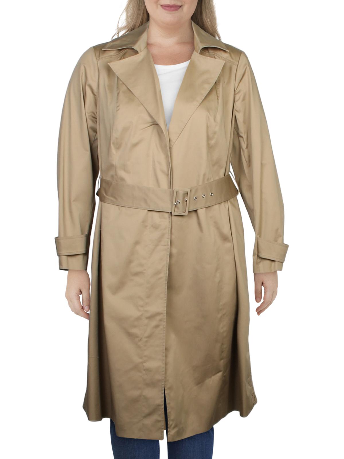 INC International Concepts Women's Plus Lightweight Spring Trench Coat Brown- Size 0X