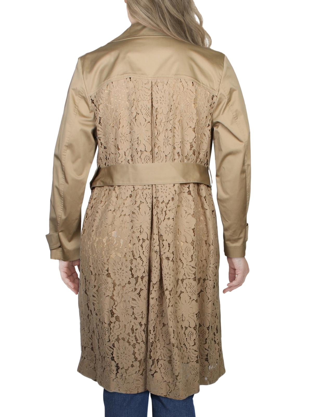 INC International Concepts Women's Plus Lightweight Spring Trench Coat Brown- Size 0X