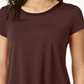 Alfani Women's Satin Trim High Low T-Shirt Brown Size Petite Small