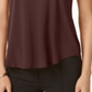 Alfani Women's Satin Trim High Low T-Shirt Brown Size Petite Small