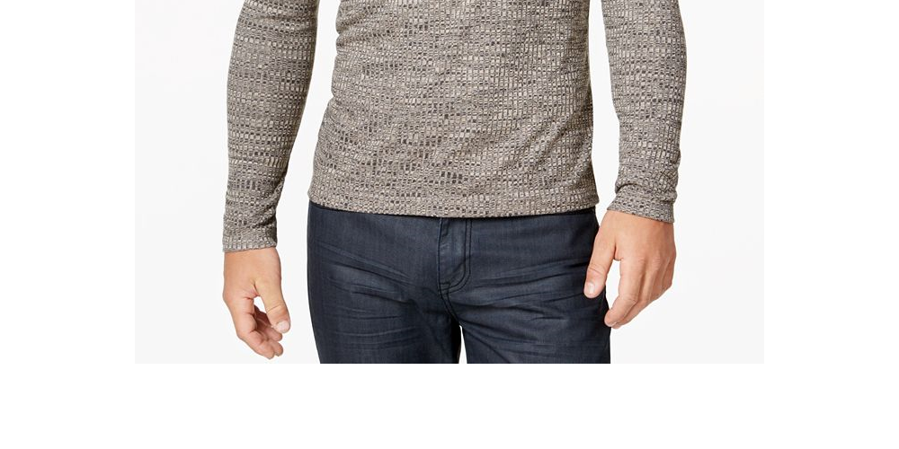 Alfani Men's Textured Space Dyed Stretch Henley Green Size L