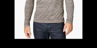 Alfani Men's Textured Space Dyed Stretch Henley Green Size L