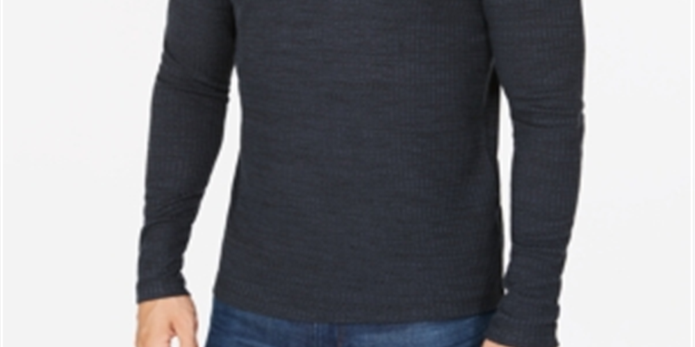 Alfani Men's Textured Space Dyed Stretch Henley Green Size L