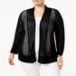 Alfani Women's Mixed Stitch Lightweight Cardigan Sweater Black Size 2X
