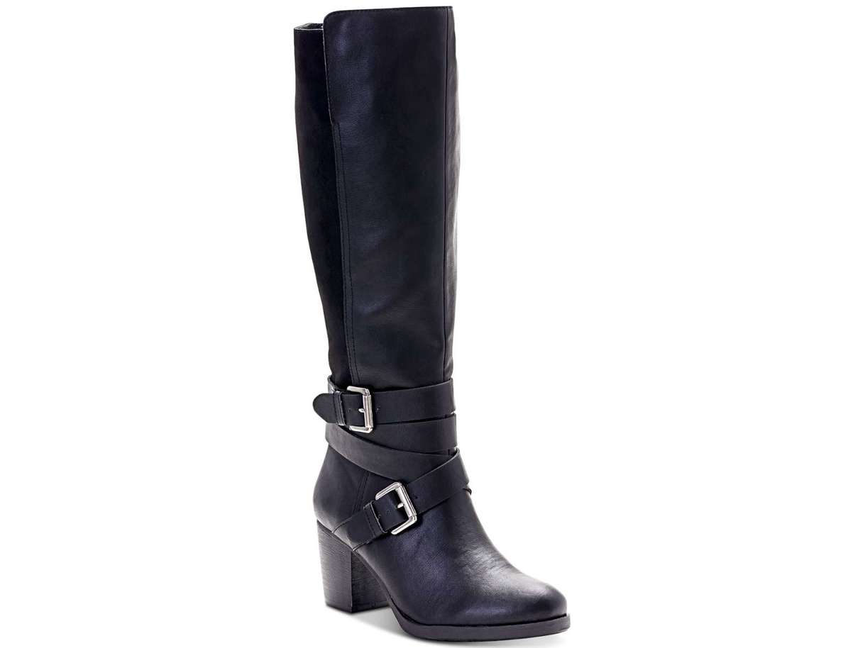 Style & Co Women's Jomaris Leather Wide Calf Riding Boots Black Size 11 M