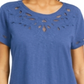 Charter Club Women's Cutout Cotton T-Shirt Blue Size X-Small