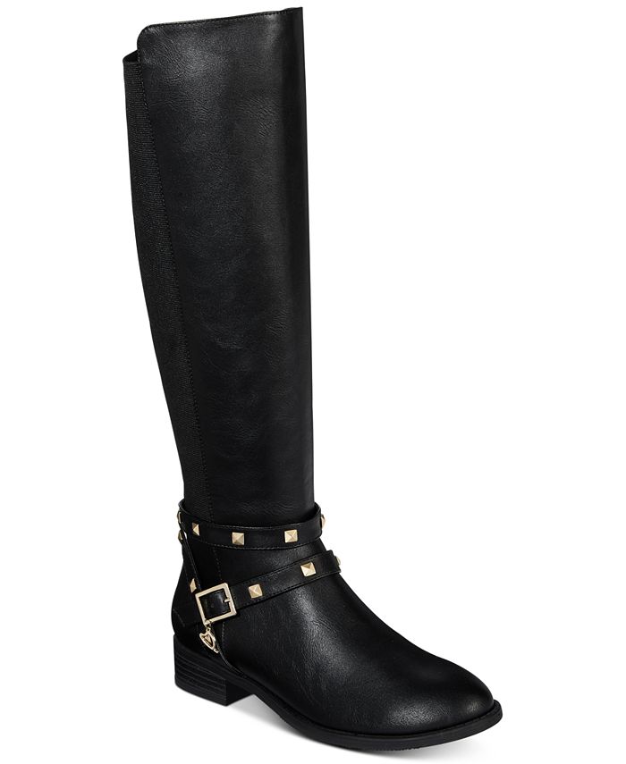 Thalia Sodi Women's Vallie Faux Leather Tall Riding Boots Black Size 5 M