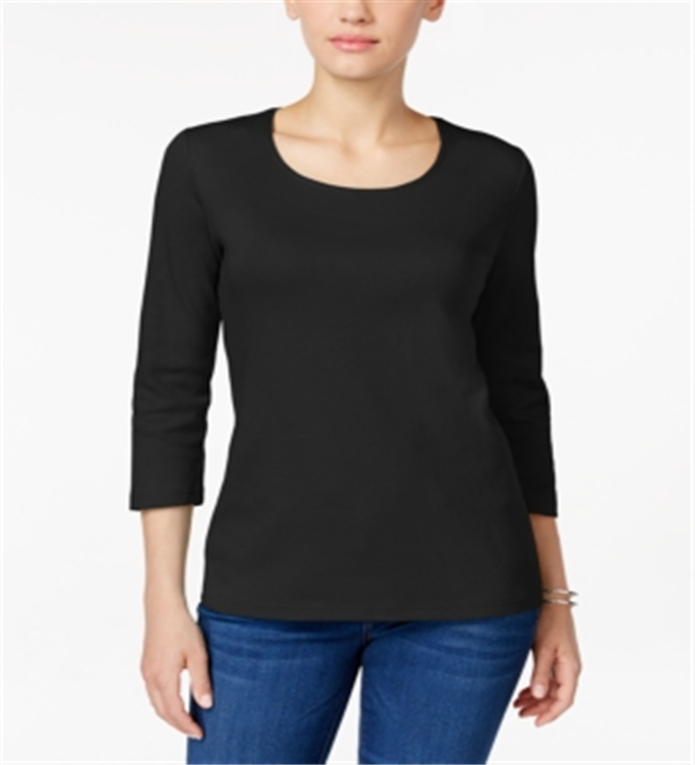 Karen Scott Women's Scoop Neck Top Black Size X-Small