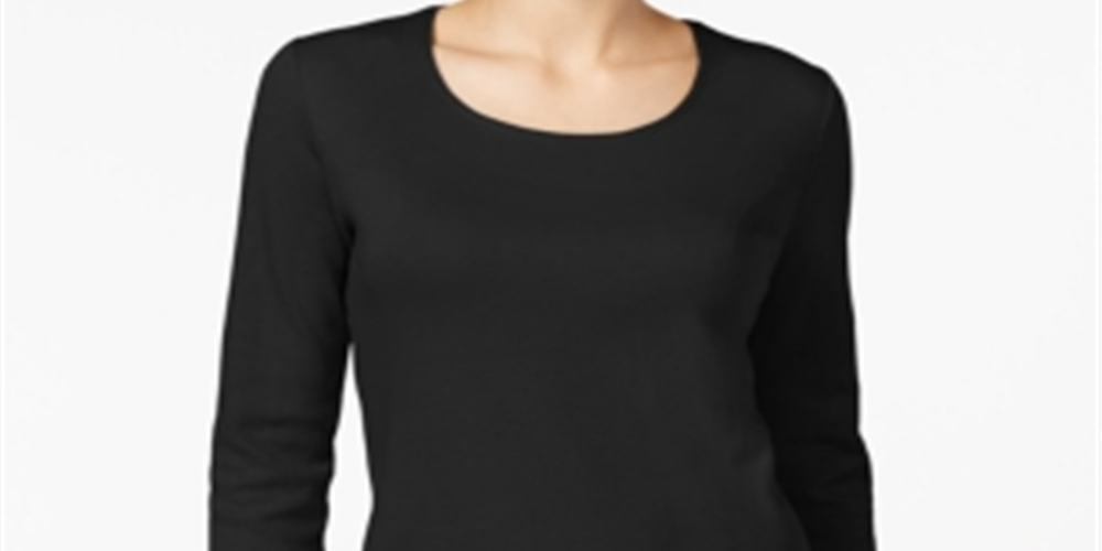 Karen Scott Women's Scoop Neck Top Black Size X-Small