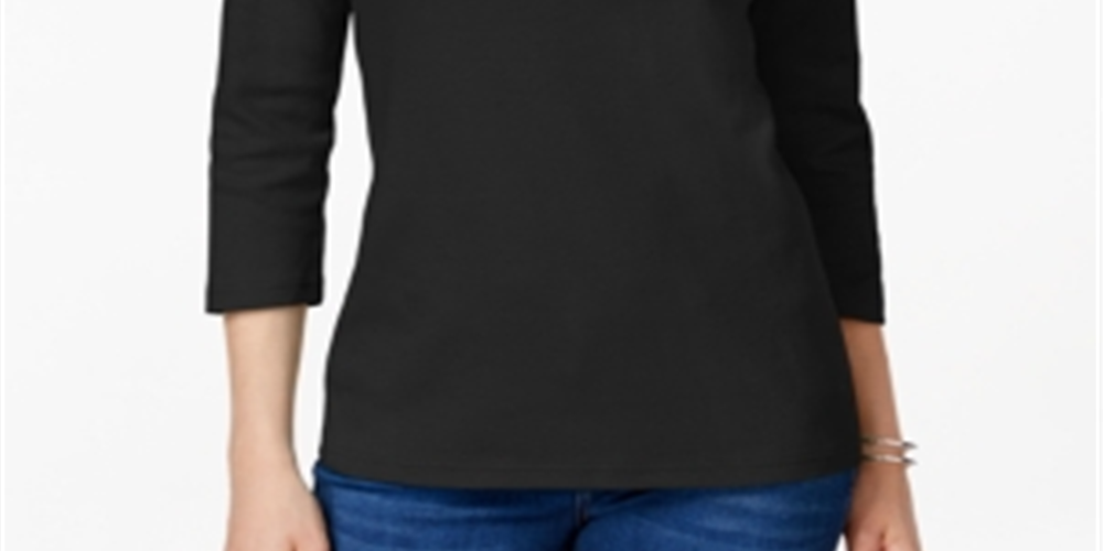 Karen Scott Women's Scoop Neck Top Black Size X-Small