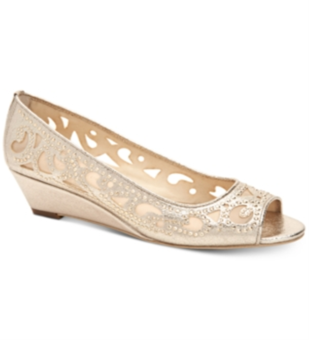 Charter Club Women's Cassiaa Peep Toe Wedge Pumps Gold Size 7 M