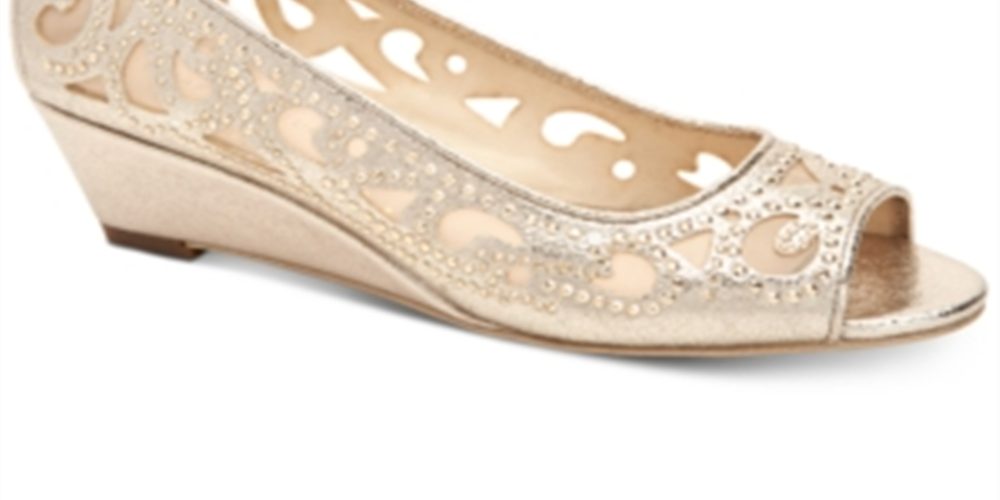 Charter Club Women's Cassiaa Peep Toe Wedge Pumps Gold Size 7 M