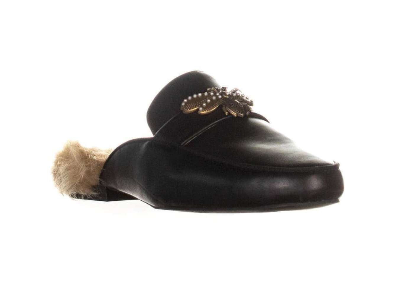 INC International Concepts Women's Gannie Leather Closed Toe Mules Black Size 6.5 M