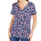 Karen Scott Women's Printed Henley Top Blue Size Small