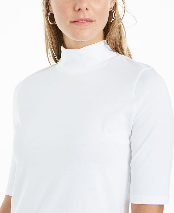 Charter Club Women's Supima Cotton Mock Neck Top White Size XX-Large