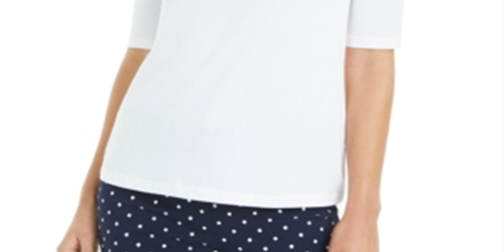 Charter Club Women's Supima Cotton Mock Neck Top White Size XX-Large