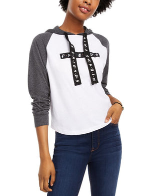 Modern Lux Junior's Friends Raglan Sleeve Hoodie White Size Medium