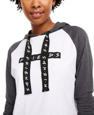 Modern Lux Junior's Friends Raglan Sleeve Hoodie White Size Medium