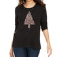 Style & Co Women's Embellished Tree Sweatshirt Black Size XX-Large