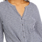 Style & Co Women's Cotton Striped Tie Front Shirt Black Size Petite S