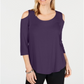 JM Collection Women's Cold Shoulder Top Purple Size Medium