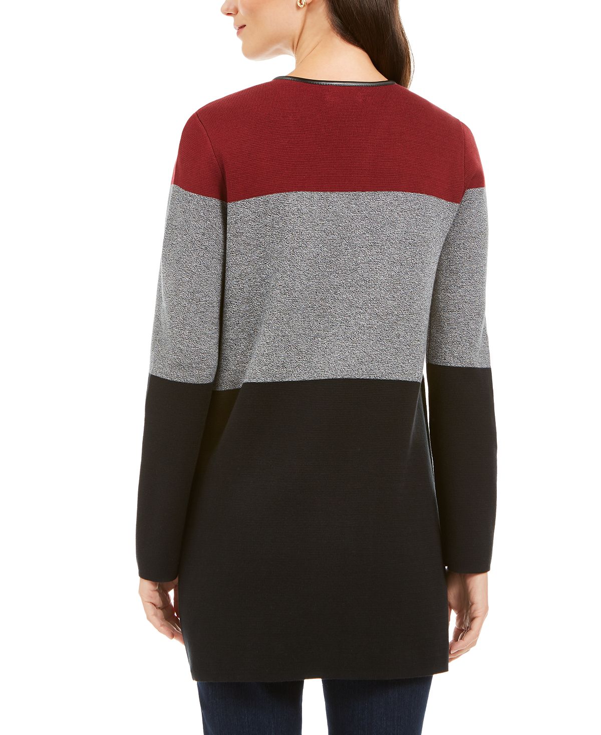 Charter Club Women's Milano Cotton Colorblocked Cardigan Black Size S