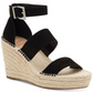 INC Women's 1 Platform Comfort Ankle Strap Catiana Almond Toe Wedge Buckle Espadrille Shoes Black Size 6 M