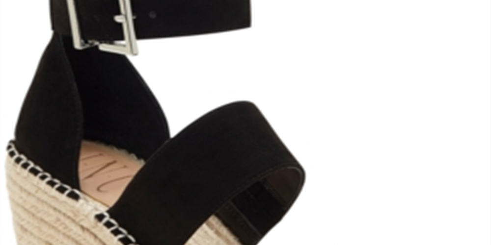 INC Women's 1 Platform Comfort Ankle Strap Catiana Almond Toe Wedge Buckle Espadrille Shoes Black Size 6 M