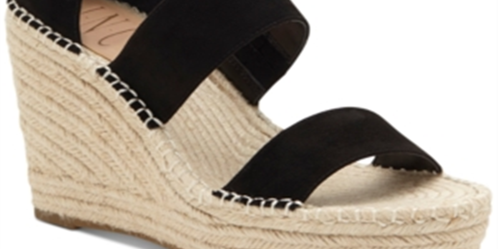 INC Women's 1 Platform Comfort Ankle Strap Catiana Almond Toe Wedge Buckle Espadrille Shoes Black Size 6 M
