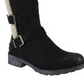 White Mountain Women's Padded Fur Trim Buckle Accent Santell Round Toe Block Heel Zip up Snow Boots Black Size 9.5 M