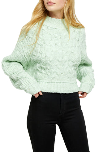 Free People Women's Merry Go Round Knit Sweater Green Size Small