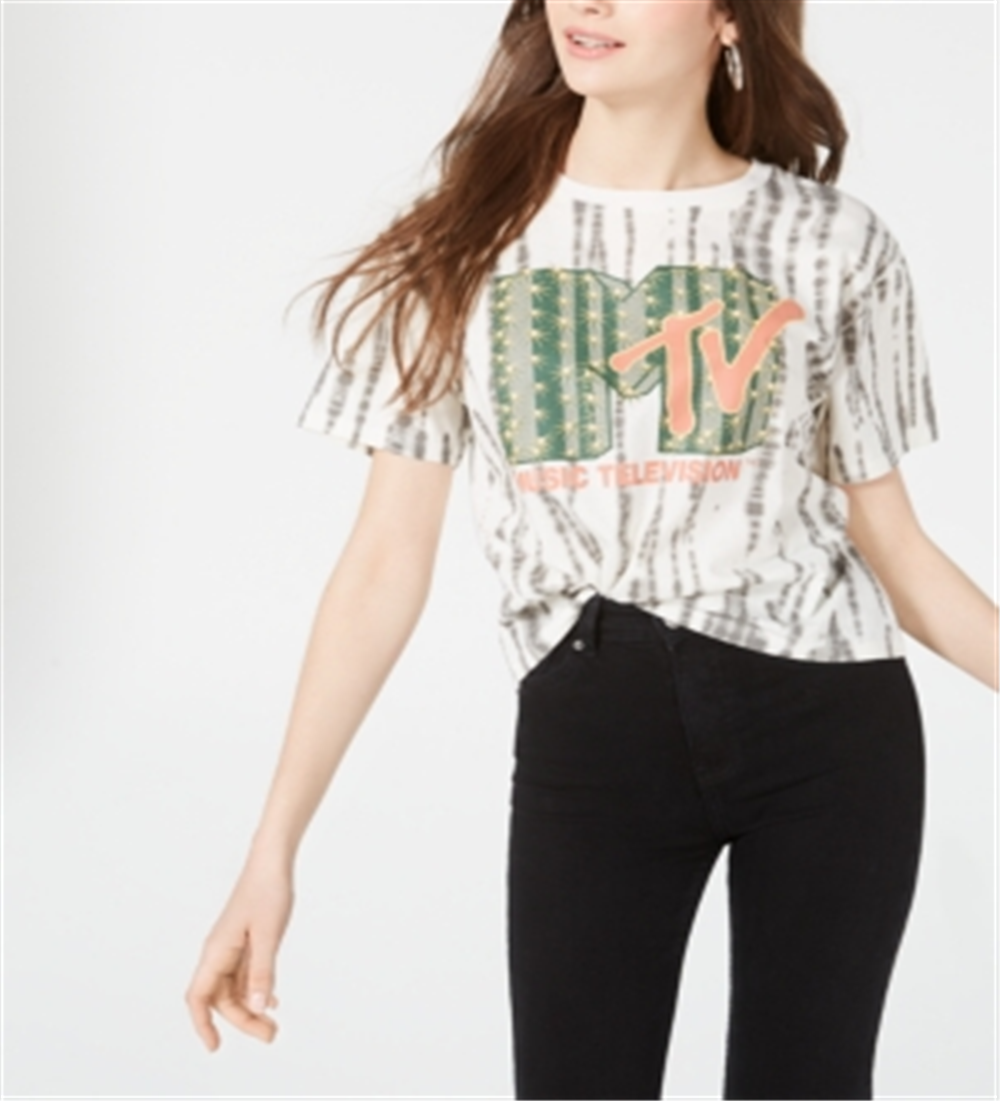 Love Tribe Juniors' Mtv Printed Cropped Graphic T-Shirt Snow White Size Small