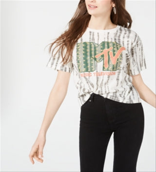 Love Tribe Juniors' Mtv Printed Cropped Graphic T-Shirt Snow White Size Small