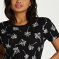 Billabong Women's Palm Tree New Soul Babe Crewneck Top Black Size M