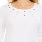 Karen Scott Women's Cotton Grommet Embellished Top White Size X-Small